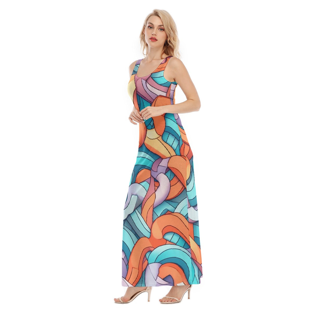 All-Over Print Women's Vest Dress | Length To Ankle