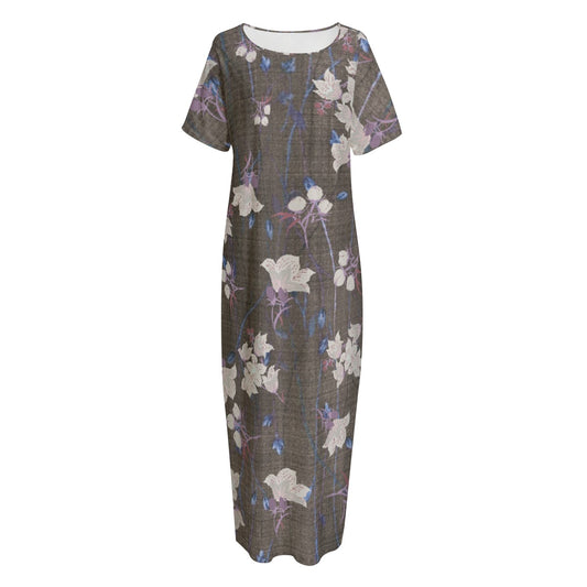 All-Over Print Women's Night Long Dress With Pocket