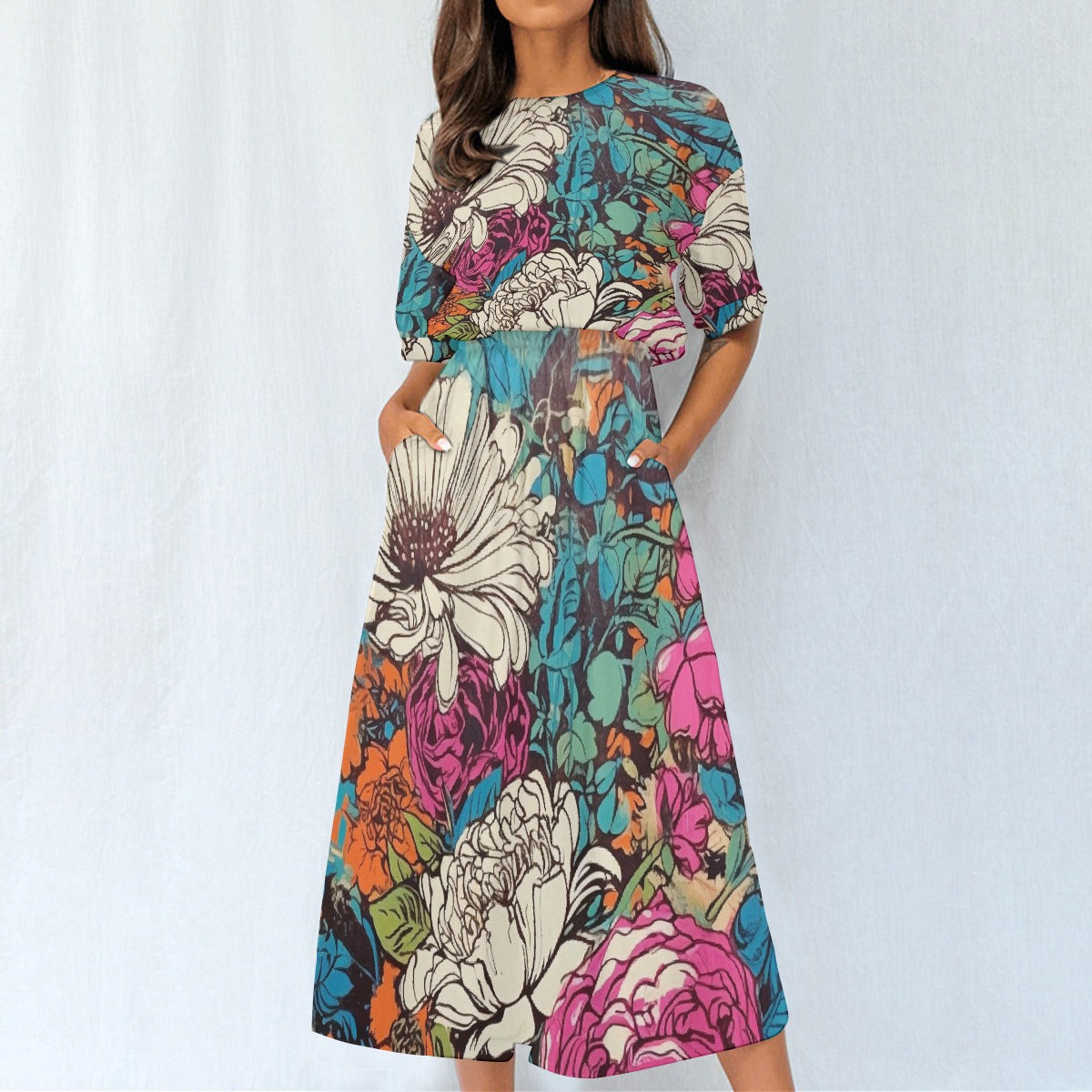 All-Over Print Women's Elastic Waist Dress