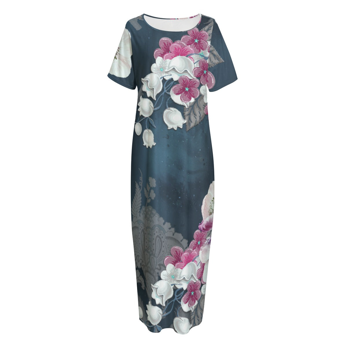 All-Over Print Women's Night Long Dress With Pocket