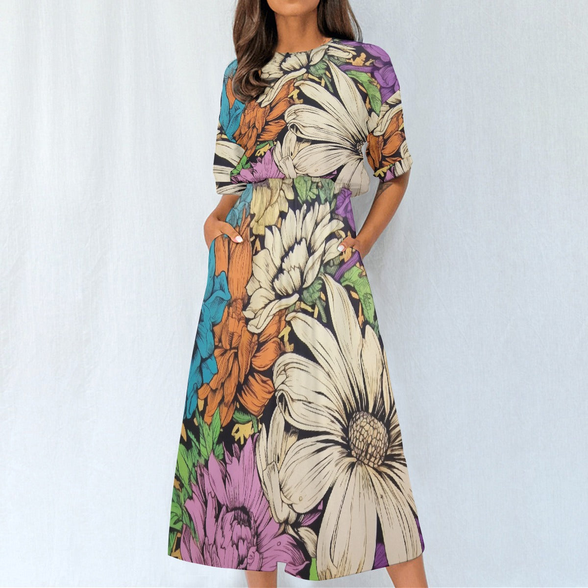 All-Over Print Women's Elastic Waist Dress