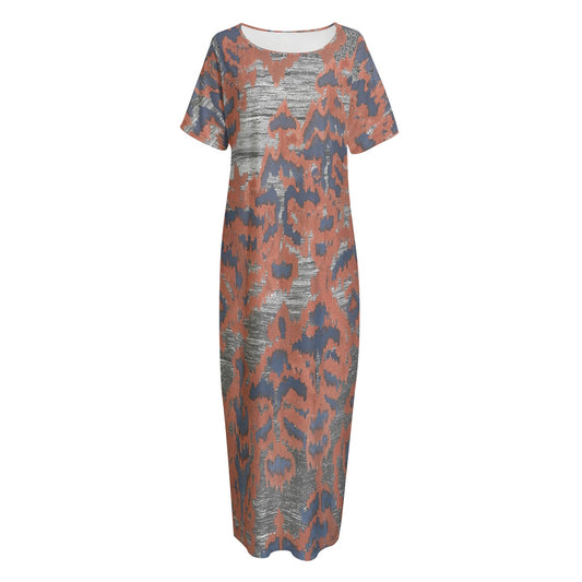 All-Over Print Women's Night Long Dress With Pocket