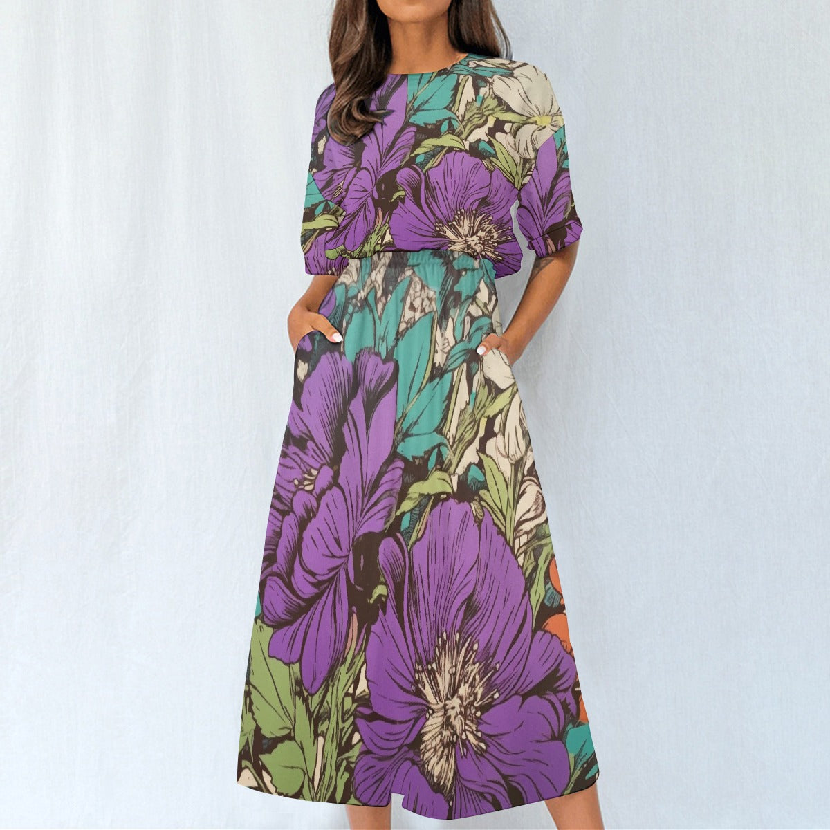 All-Over Print Women's Elastic Waist Dress