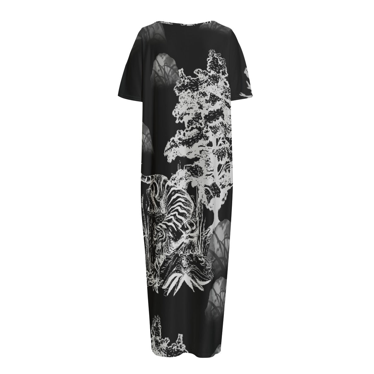 All-Over Print Women's Night Long Dress With Pocket