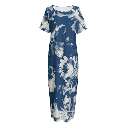 All-Over Print Women's Night Long Dress With Pocket