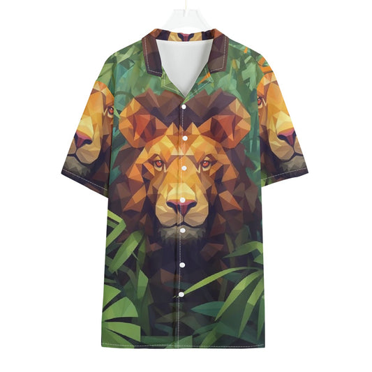 All-Over Print Men's Hawaiian Shirt With Button Closure