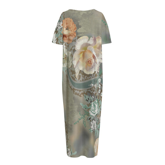 All-Over Print Women's Night Long Dress With Pocket