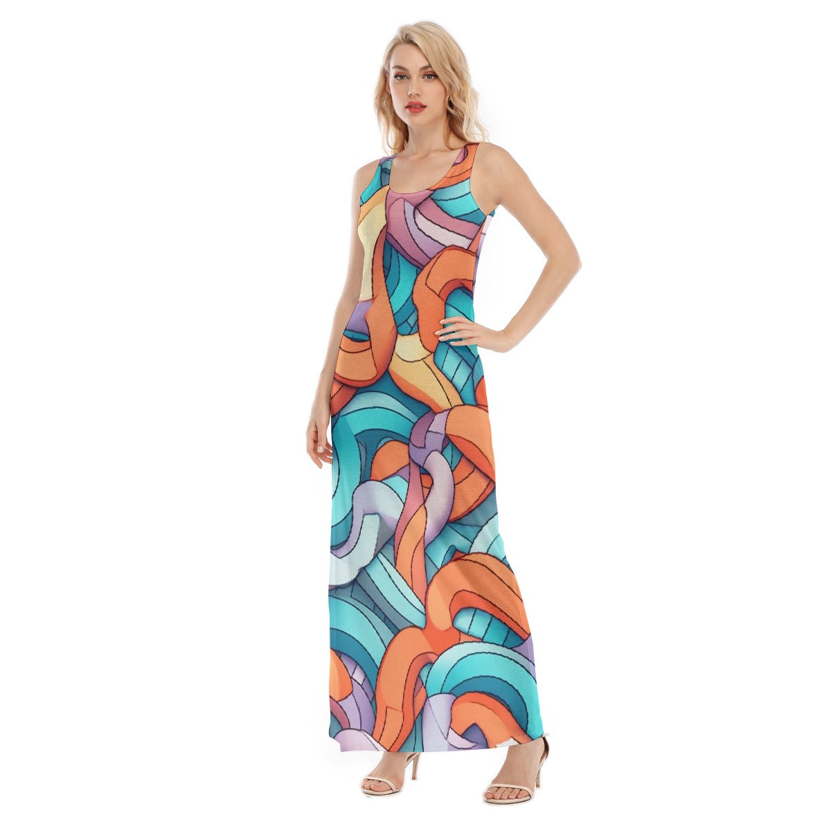 All-Over Print Women's Vest Dress | Length To Ankle