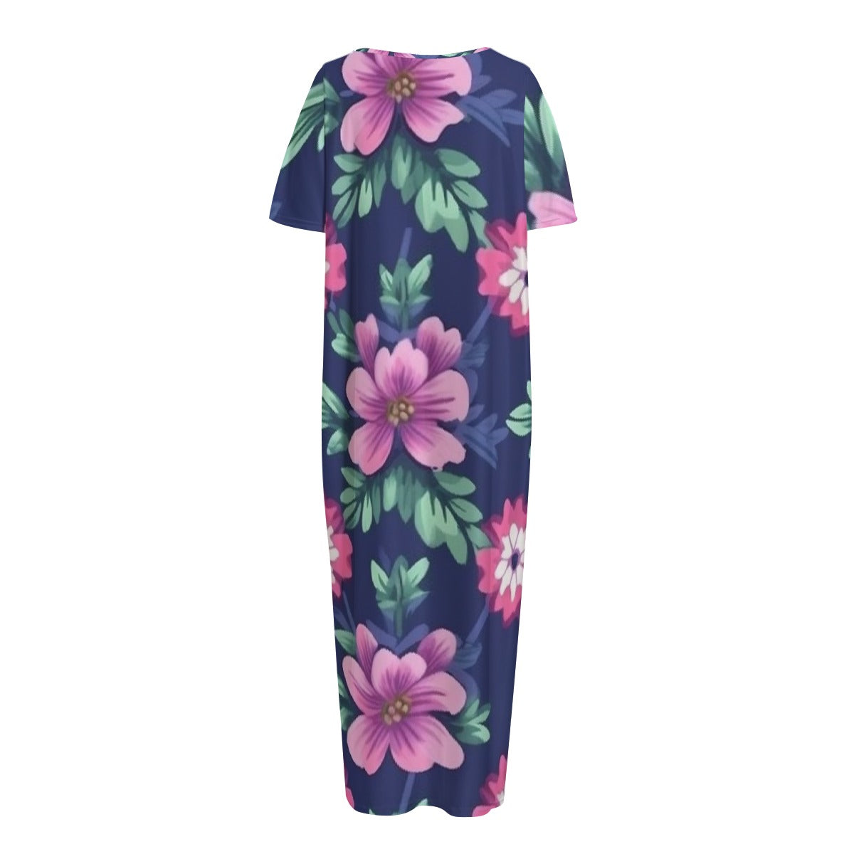 All-Over Print Women's Night Long Dress With Pocket