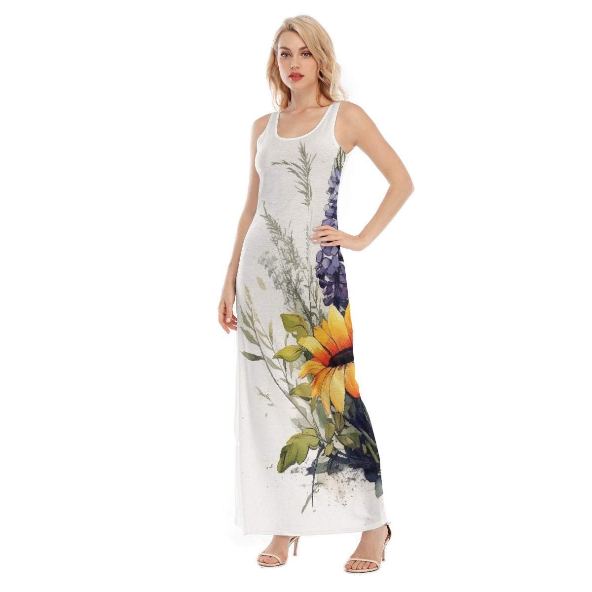 All-Over Print Women's Vest Dress | Length To Ankle