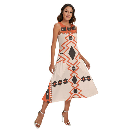 All-Over Print Women's Sleeveless Dress With Diagonal Pocket