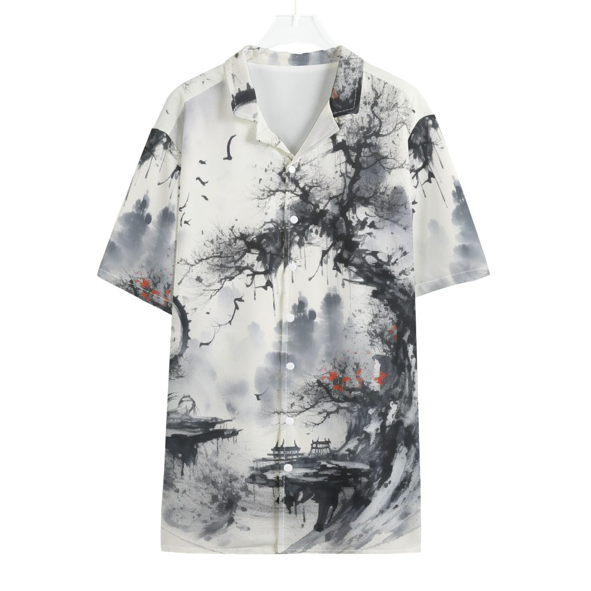 All-Over Print Men's Hawaiian Shirt With Button Closure