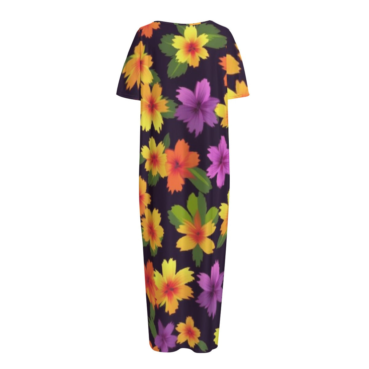 All-Over Print Women's Night Long Dress With Pocket