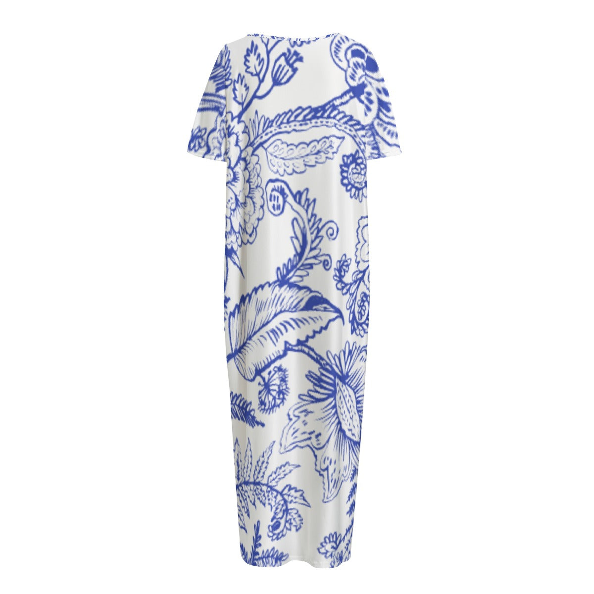 All-Over Print Women's Night Long Dress With Pocket