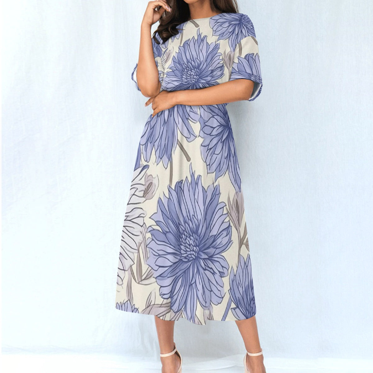 All-Over Print Women's Elastic Waist Dress [JW]