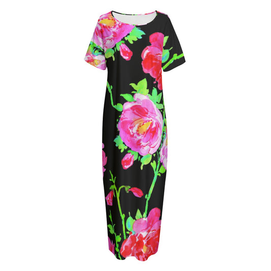 All-Over Print Women's Night Long Dress With Pocket