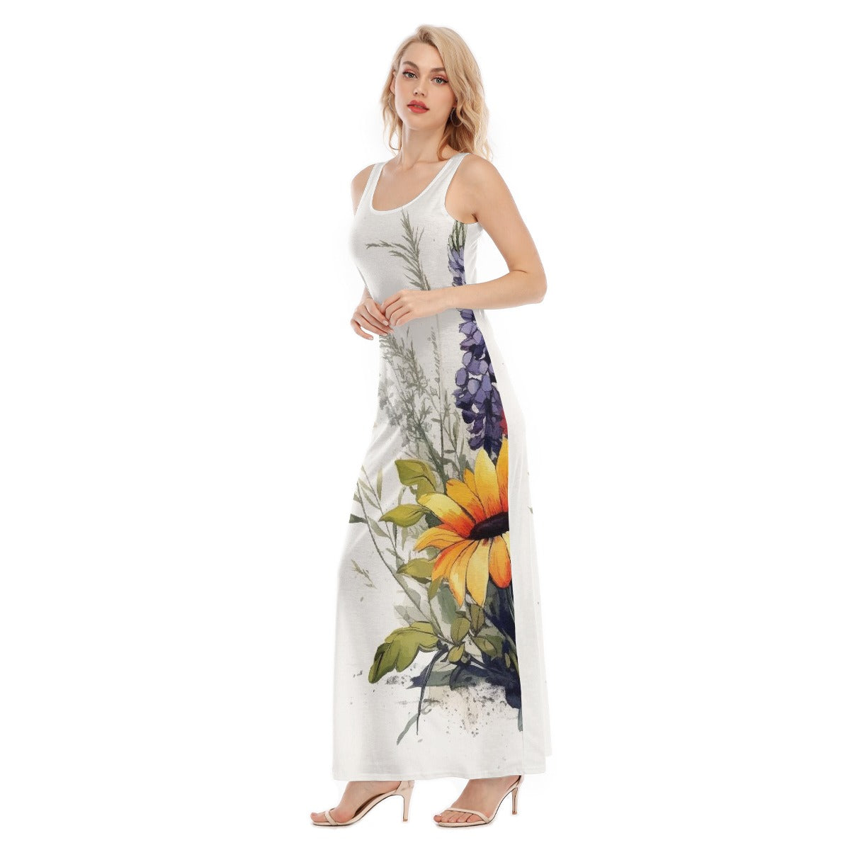 All-Over Print Women's Vest Dress | Length To Ankle