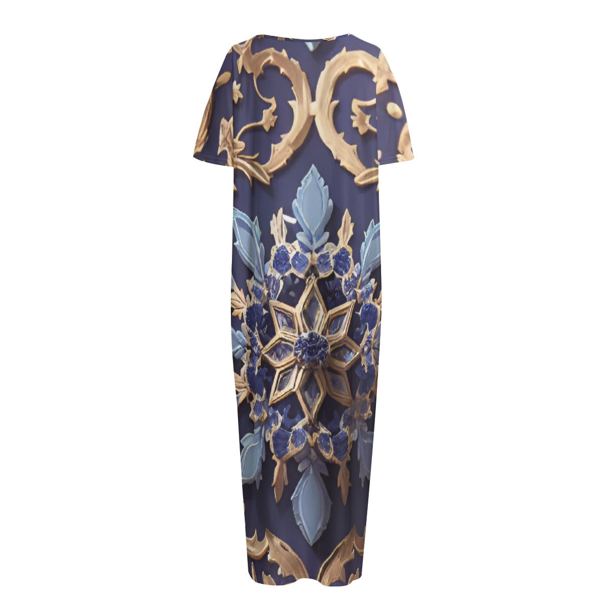 All-Over Print Women's Night Long Dress With Pocket