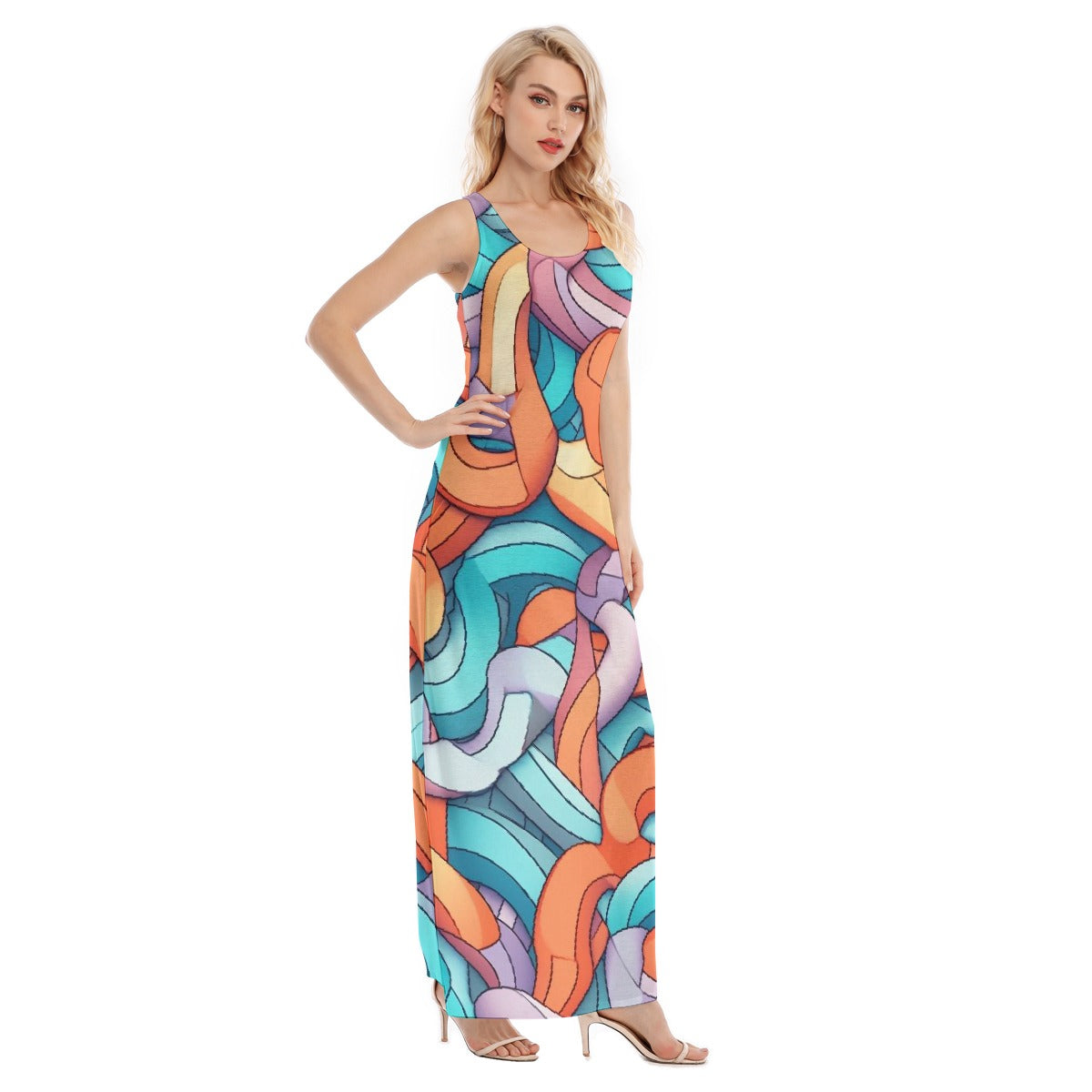 All-Over Print Women's Vest Dress | Length To Ankle