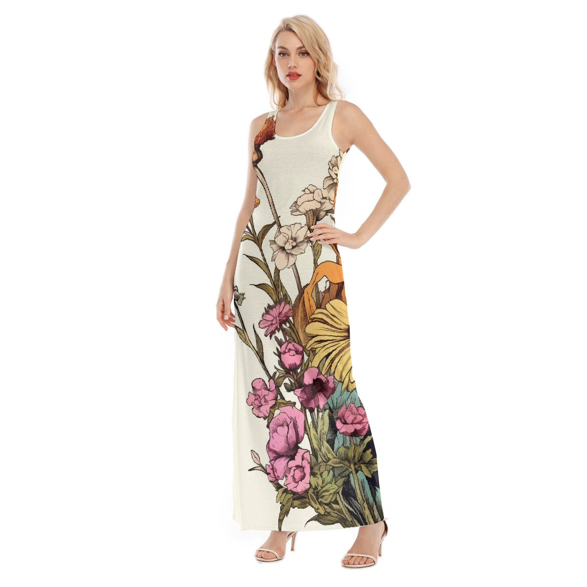 All-Over Print Women's Vest Dress | Length To Ankle