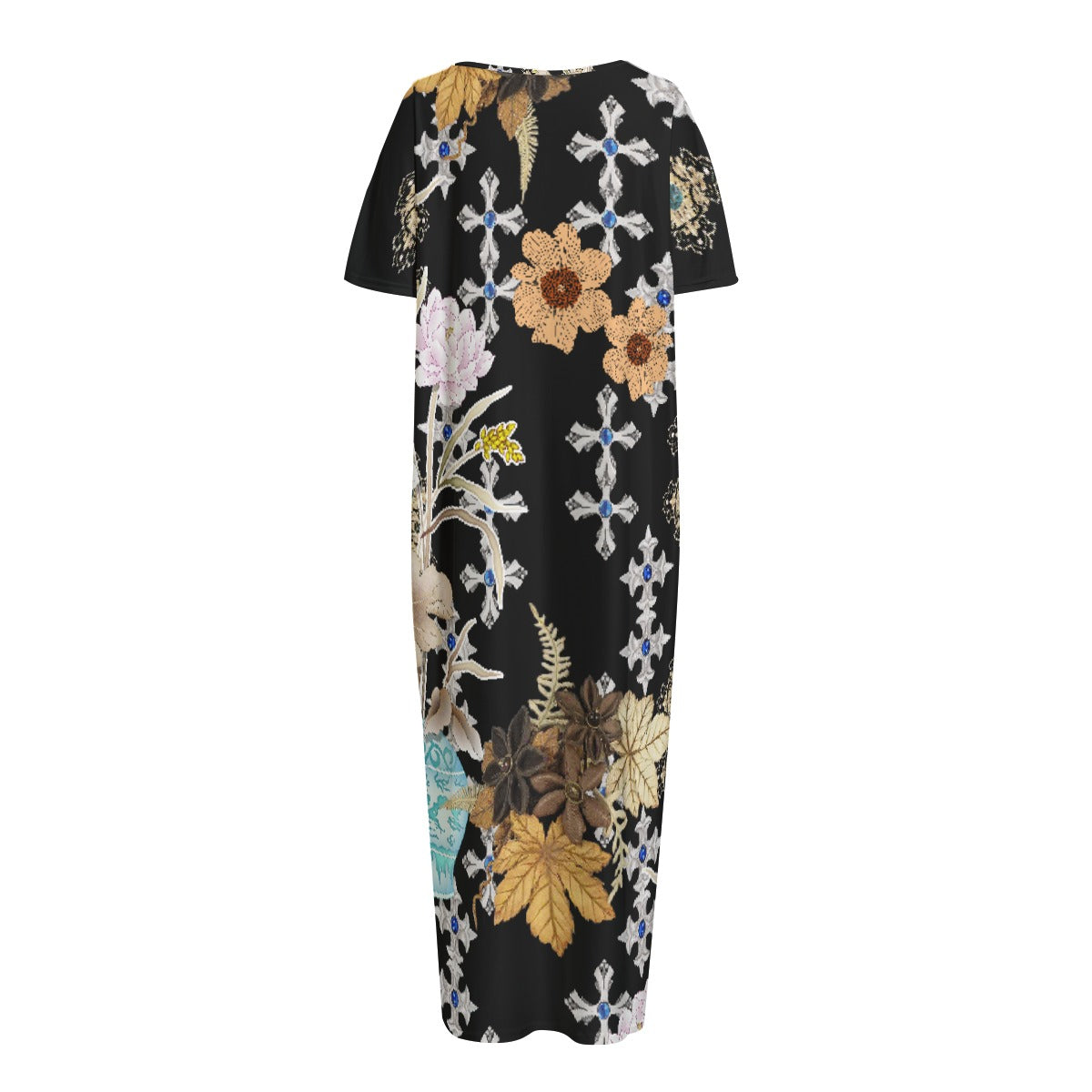 All-Over Print Women's Night Long Dress With Pocket