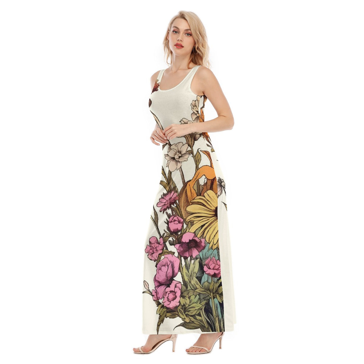 All-Over Print Women's Vest Dress | Length To Ankle