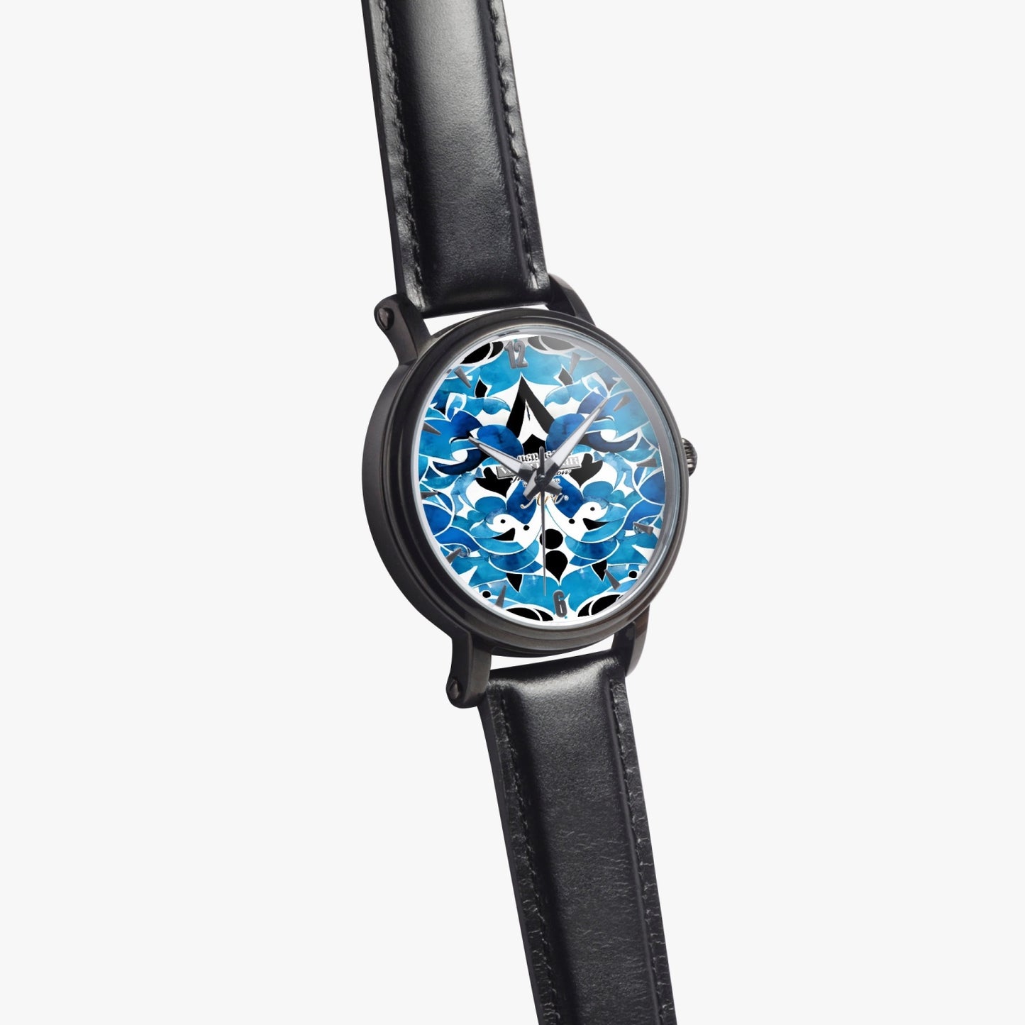 Silver grey white hair inspiration abstract pattern 46mm Unisex Automatic Watch(Black)