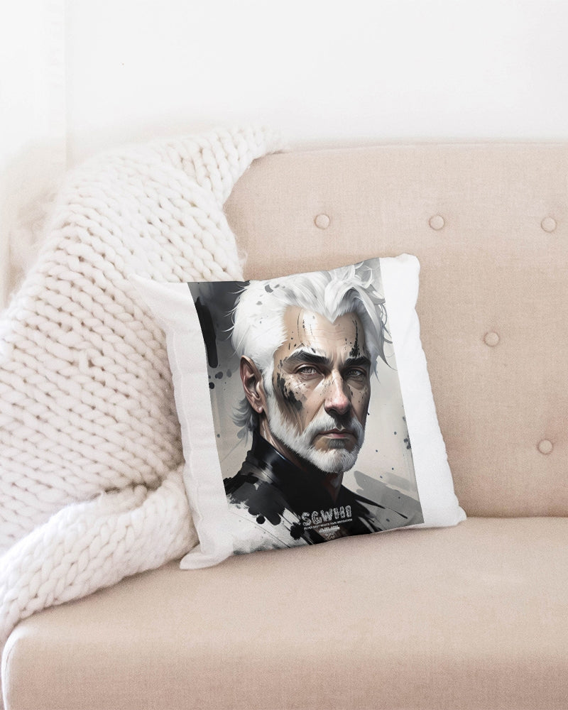 White silver grey fox King Throw Pillow Case 16"x16"