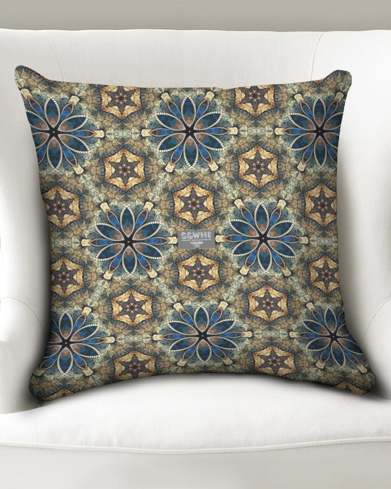 Green & Dark Blue almost star pattern. Throw Pillow Case 20"x20"