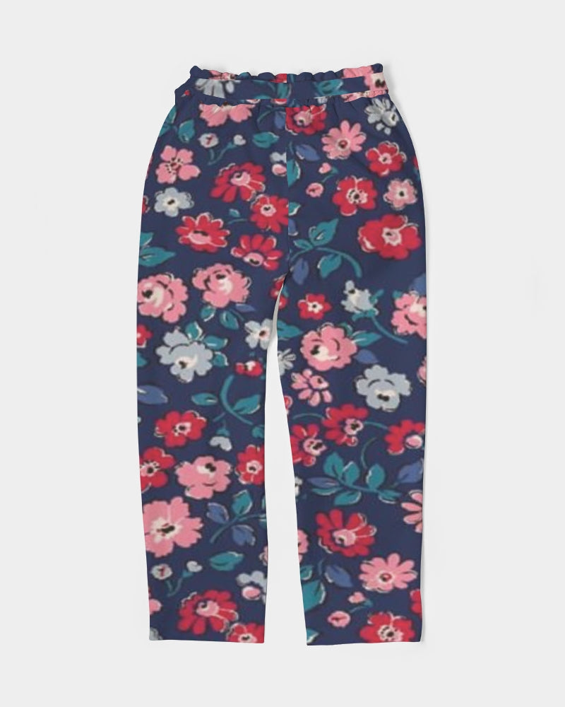 Midnight blue pretty glance.  Women's All-Over Print Belted Tapered Pants