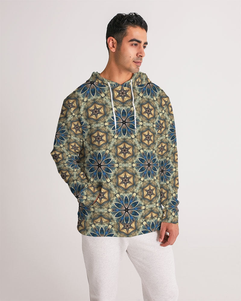 Green & Dark Blue almost star pattern. Men's All-Over Print Hoodie