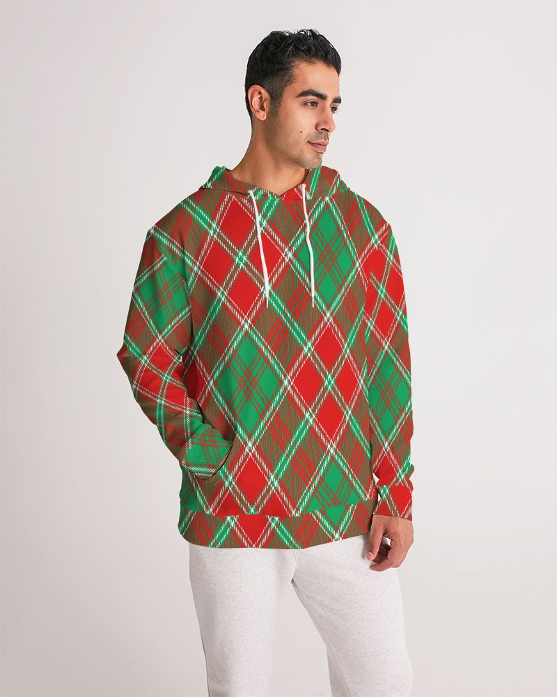 Red & Green cross pattern Men's All-Over Print Hoodie