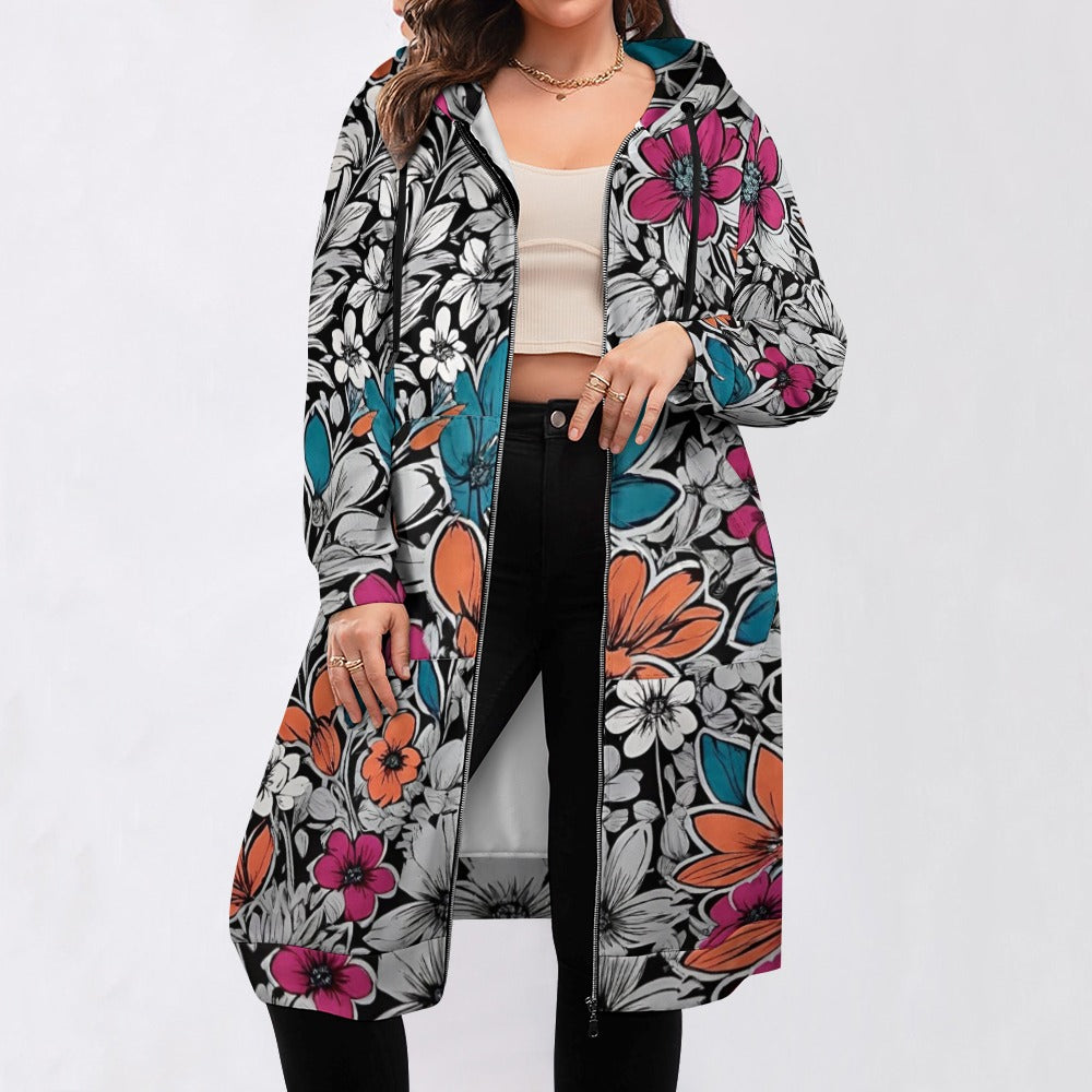 Women's full print long Hoodie