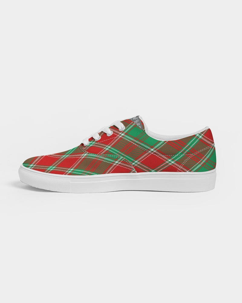 Red & Green cross pattern Men's Lace Up Canvas Shoe