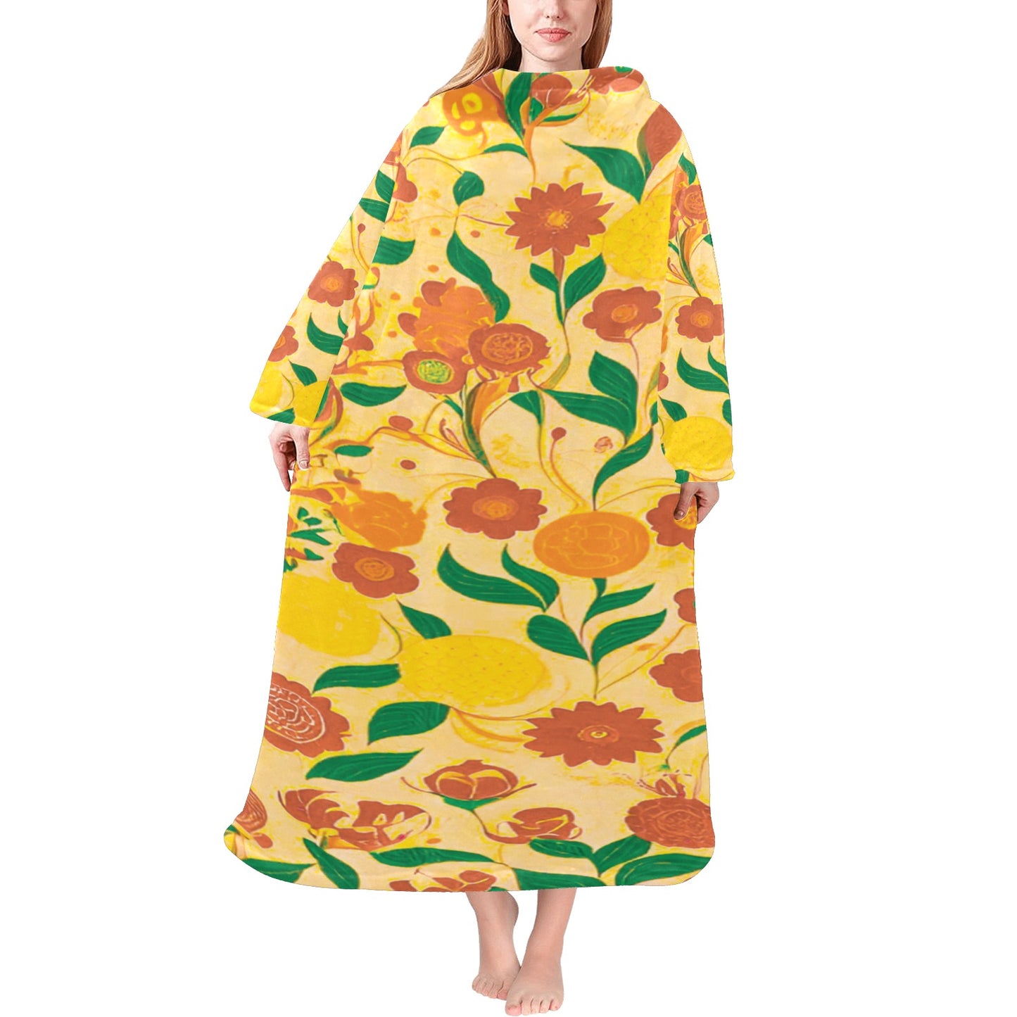 Blanket Robe with Sleeves for Adults