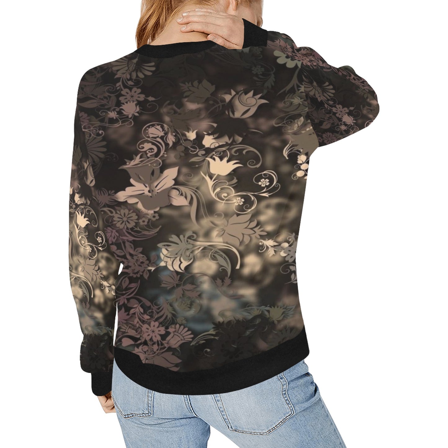 Women's Rib Cuff Crew Neck Sweatshirt (H34)