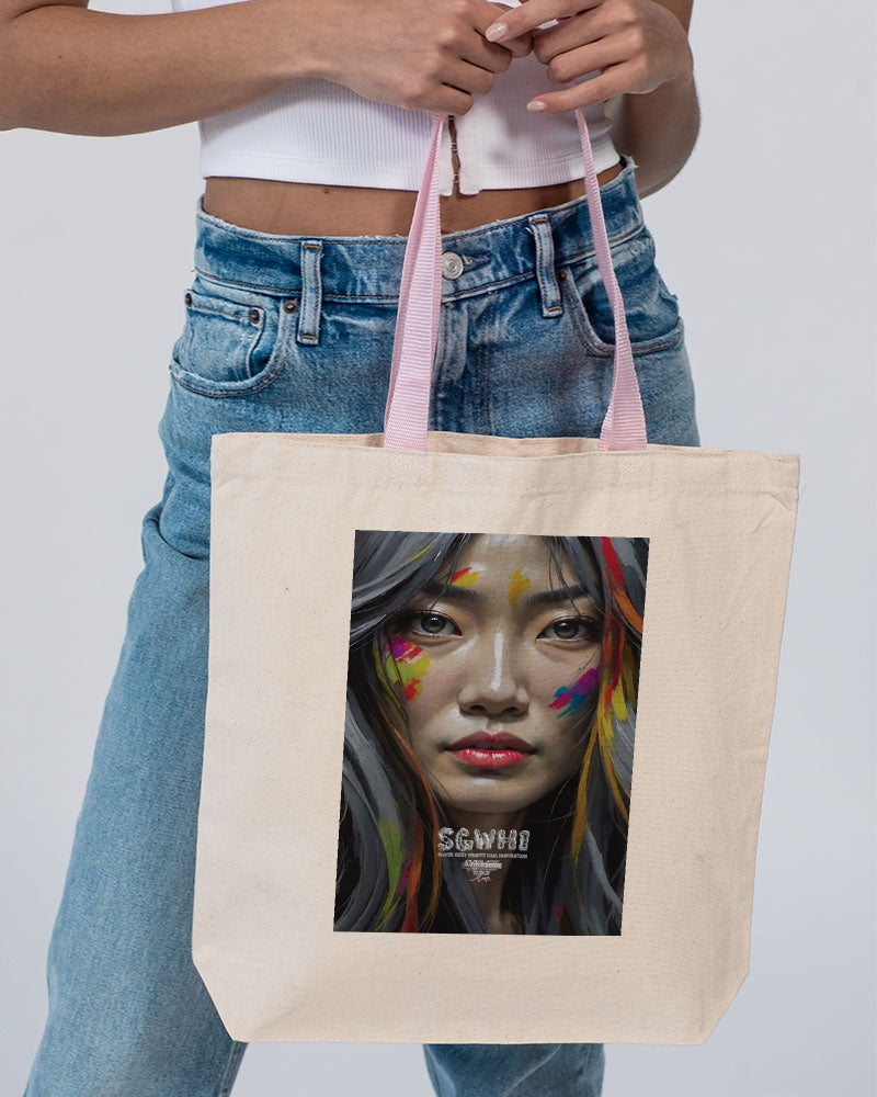 Asian Collection (Part 2 ) Canvas Tote with Contrast-Color Handles | Q-Tees