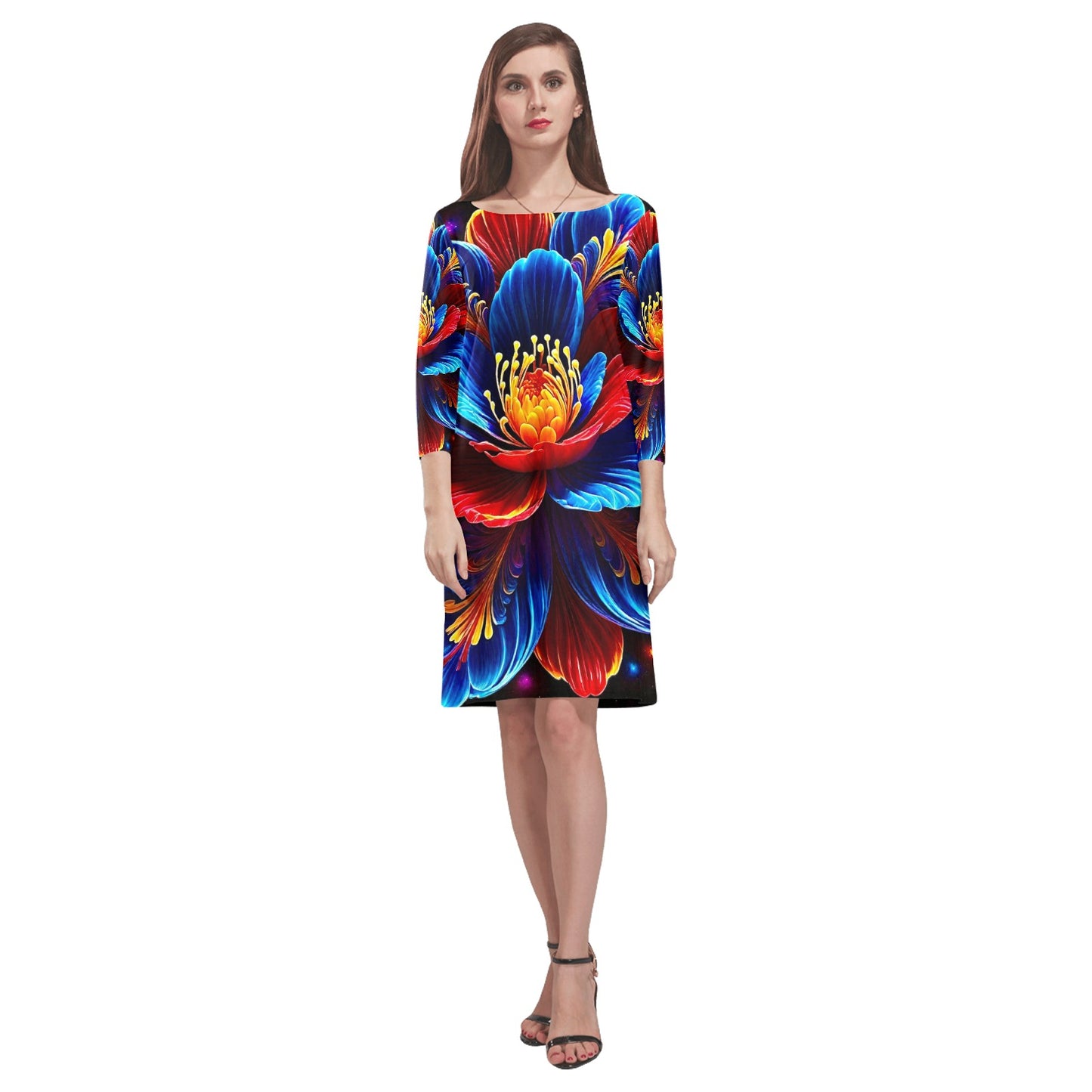 Women's Loose Round Neck Dress (Model D22)