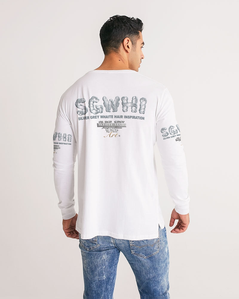 White silver grey fox King Men's All-Over Print Long Sleeve Tee