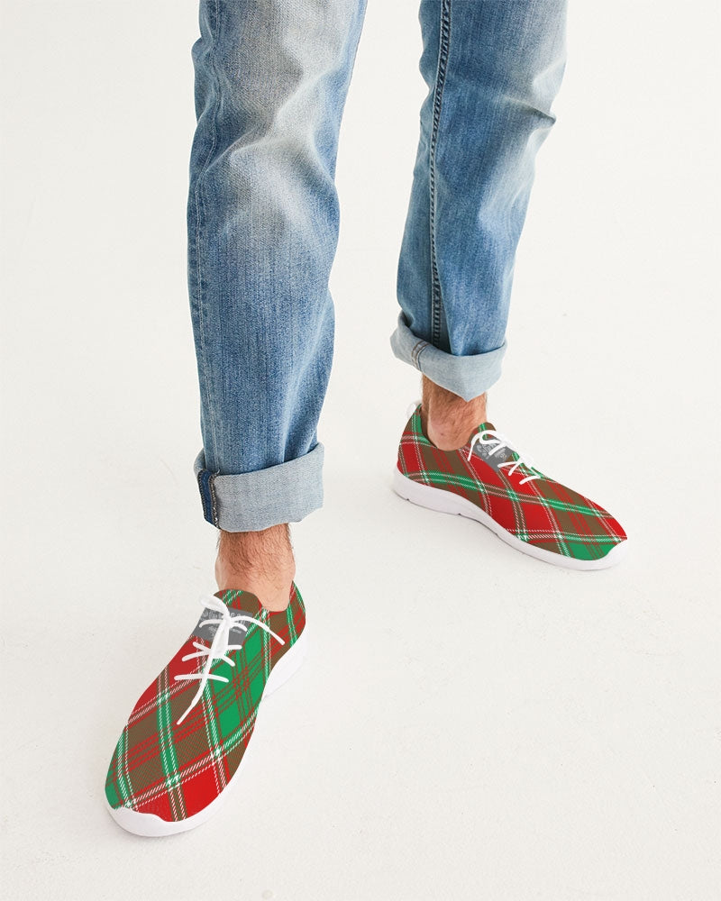 Red & Green cross pattern Men's Lace Up Flyknit Shoe