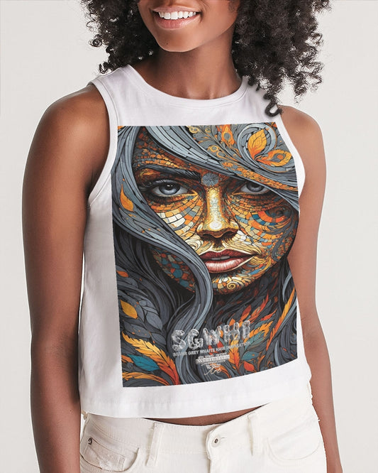 Beautiful Mosaic White Sister  Women's All-Over Print Cropped Tank