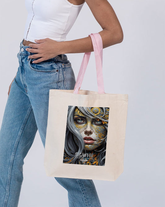 Sweet Silver Yellow Flower Grey Hair sister.[Part three] Canvas Tote with Contrast-Color Handles | Q-Tees