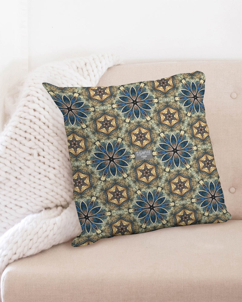 Green & Dark Blue almost star pattern. Throw Pillow Case 20"x20"