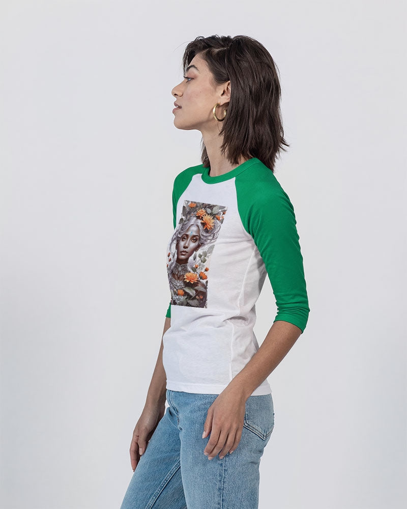 Blossom Indian Grey sister Unisex Three-Quarter Sleeve Baseball Tee | Bella + Canvas