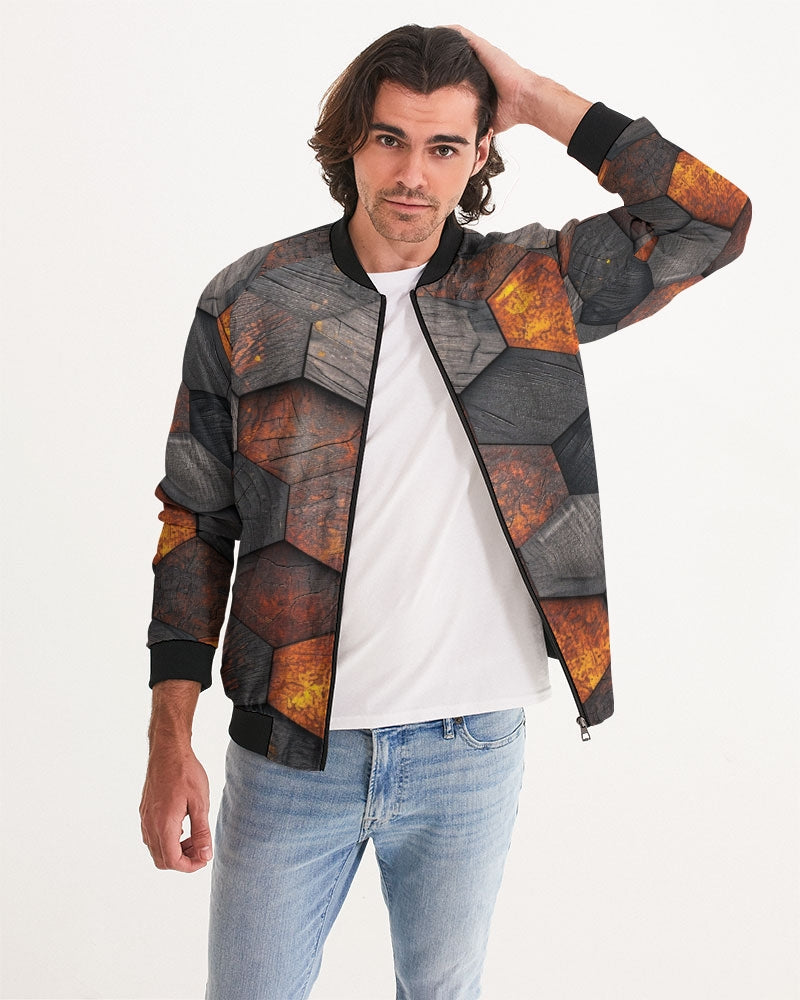 Cool stone hexagon patten 3D Men's All-Over Print Bomber Jacket