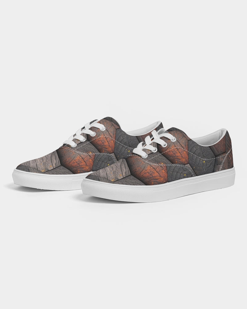 Cool stone hexagon patten 3D Men's Lace Up Canvas Shoe