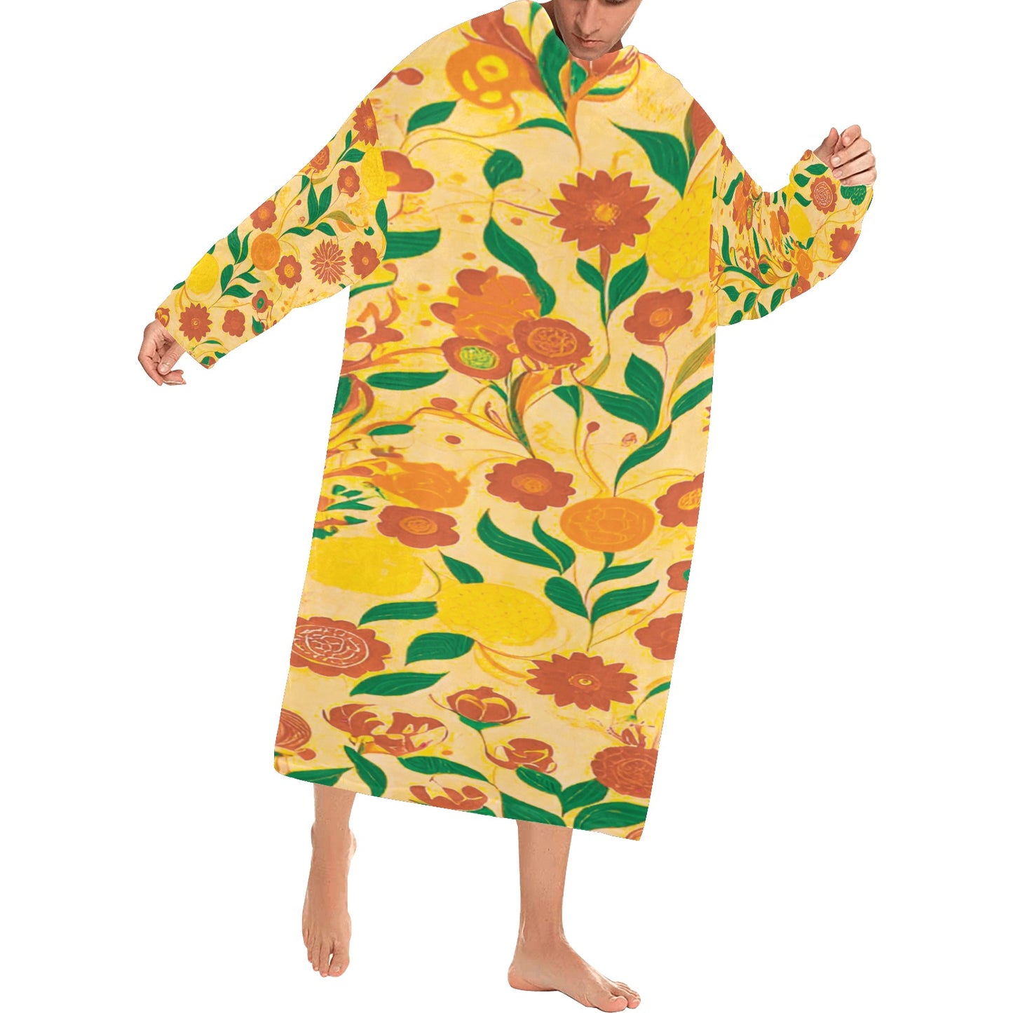 Blanket Robe with Sleeves for Adults