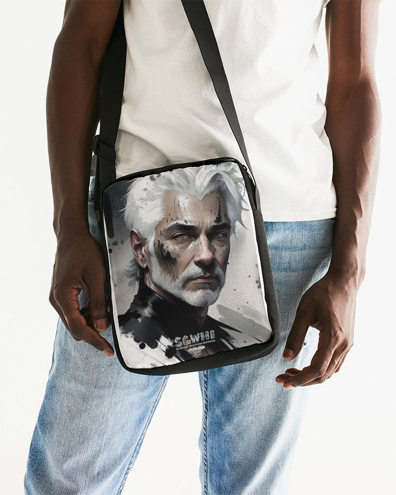 White silver grey fox King Messenger Pouch