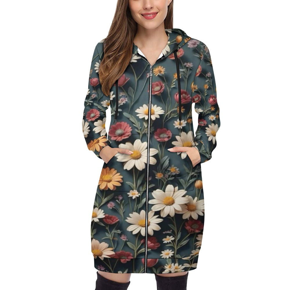 Women's full print long Hoodie