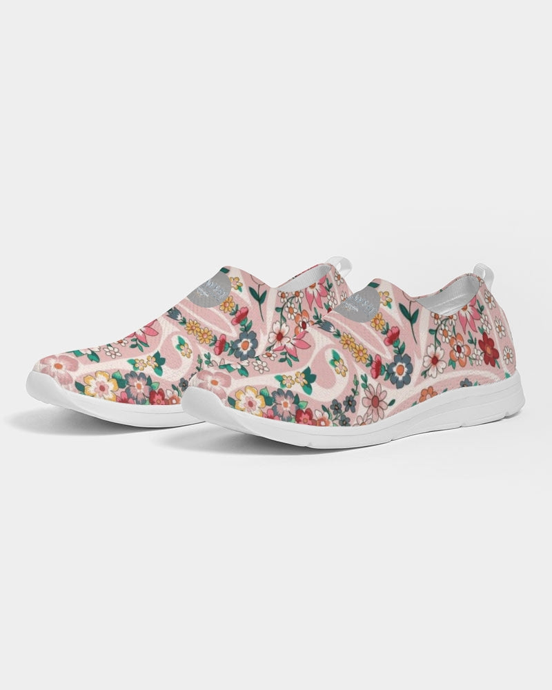 Pink abstract Pretty Sisters Women's Slip-On Flyknit Shoe